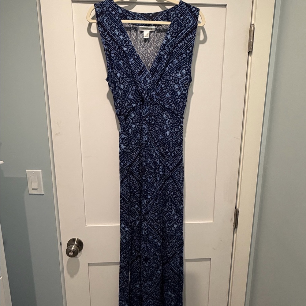 Motherhood Blue Geometric Maxi Dress